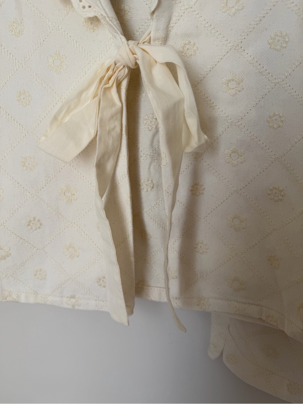 Caroline Constas Cream Eyelet cotton Short sleeve sailor tie Top & Shorts set - Picture 6 of 10